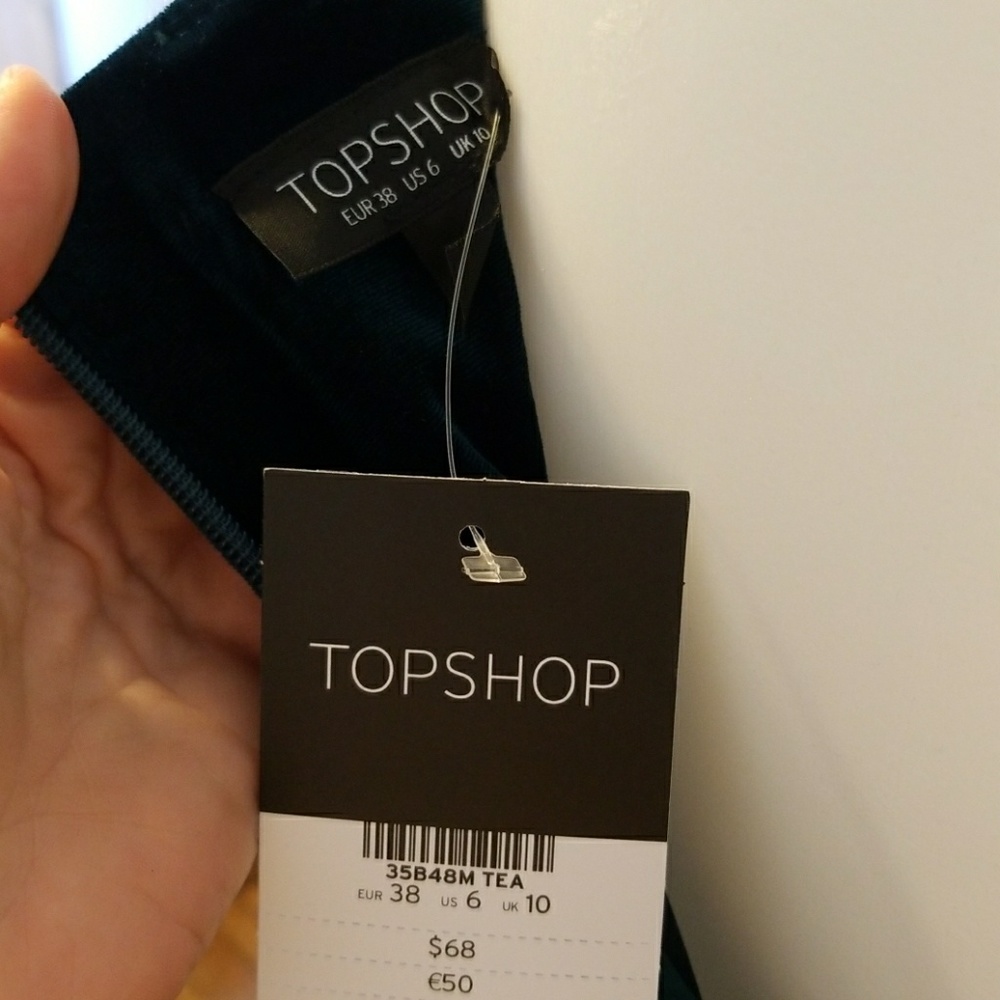 TOPSHOP SWEETHEART NECK VELVET BODYCON DRESS - Picture 4 of 8